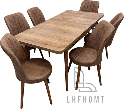 Generic 7-Pieces Dining Sets, 1 Piece Rectangular Table With (Free Installation), 1+6 Seater Chairs Modern Design Furniture for Home, Dining Room, (Brown, L170,w80,h70,cm), 133232