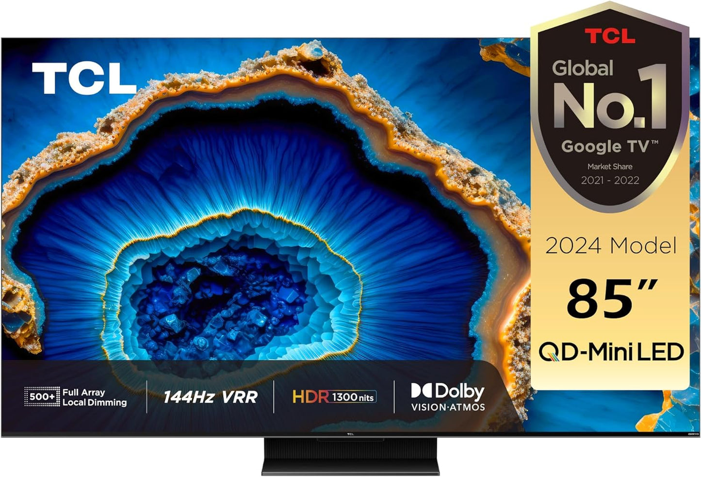 TCL 75 Inch TV, 4K QD-Mini LED, Smart TV, Google TV, Game Master 2.0, Dolby Vision IQ-Atmos HDR 1300 nits peak IMAX Enhanced 144HZ VRR - 75C755