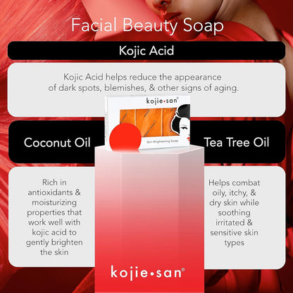 Kojie San 3 x 65G Kojie San Skin Kojic Acid Lightening Soap in Industry-leading Frustration Free Packaging