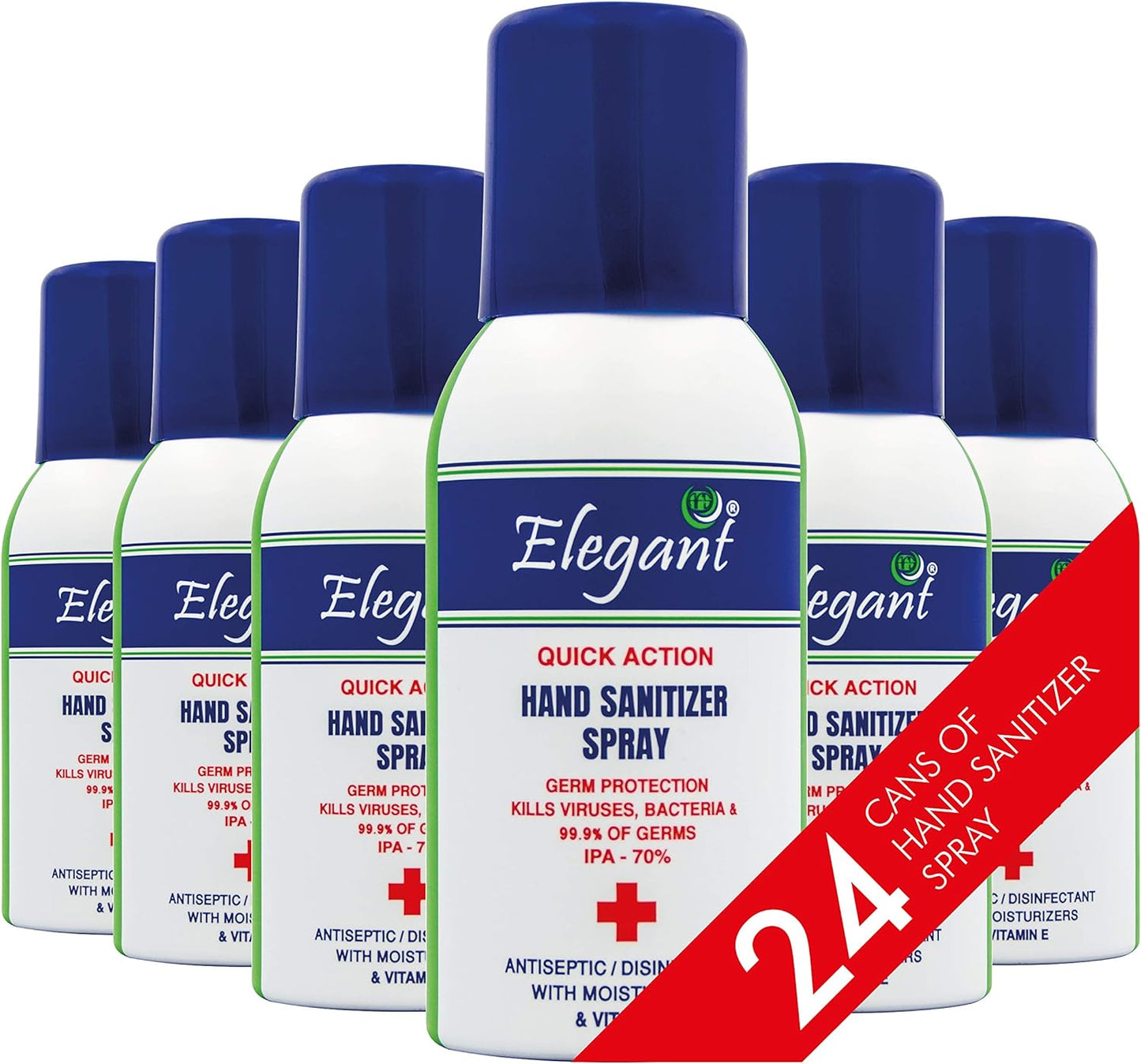 Elegant Hand Sanitizer Spray – 100ml – Pack of 6 – 70% IPA – Advanced Germ Protection – Moisturizers & Vitamin E