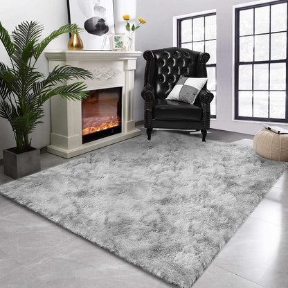 Tinyboy-hbq Area Rugs Shaggy Carpet for Living Room Bedroom Large Fluffy Carpet Modern Non-Slip Mat Multisize Rug Indoor Home Decor (Gray White, 80 x 120 cm)