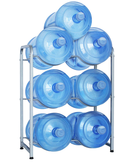 ECVV 5 Gallon Water Bottle Holder, 3-Tier Water Cooler Jug Rack for 6 Bottles Heavy Duty Detachable Kitchen Organization and Storage Shelf