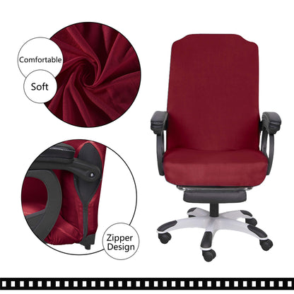 SARAFLORA Polyester Solid Stretch Washable Computer Chair Slipcovers for Universal Rotating for Boss, Office Chair (Large, Black)