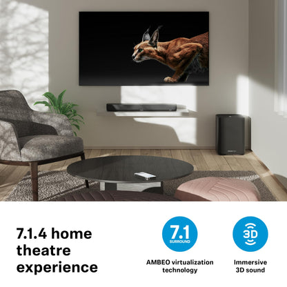 Sennheiser Ambeo Sound Bar Max - Soundbar for TV with 13 Speakers - 5.1.4 Sound Experience with Dolby Atmos & DTS:X, Home Theater Audio with deep 30Hz Bass without extra Subwoofer