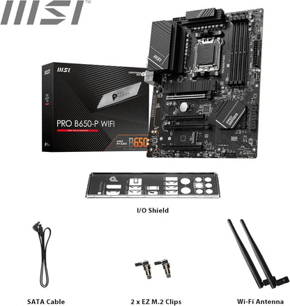 MSI PRO B650M-A WIFI AM5 Micro-ATX Motherboard, AMD B650 Chipset, 4 x 2-Channel DDR5 Slots, 128GB Max Memory, Wi-Fi 6E, 2x PCI-E x16, 2x M.2, 1x HDMI, 1x DP