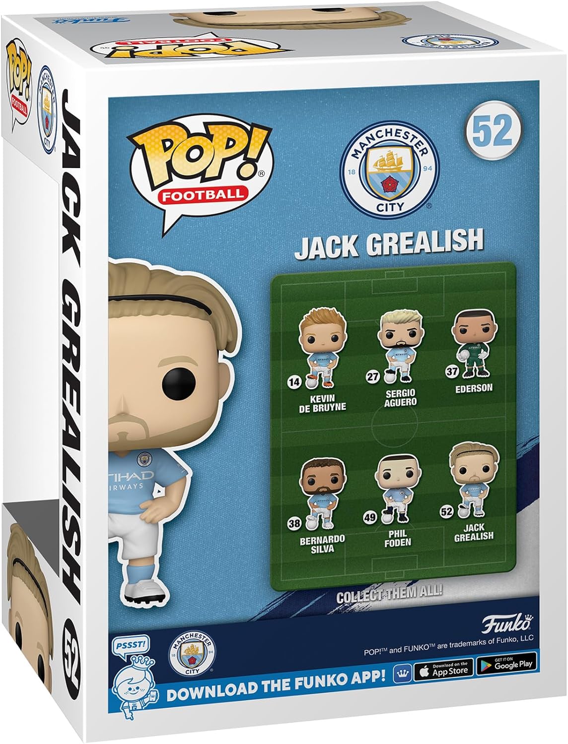 Funko POP! Football: Manchester City - Jack Grealish G. - Manchester City FC - Collectable Vinyl Figure - Gift Idea - Official Merchandise - Toys for Kids & Adults - Sports Fans