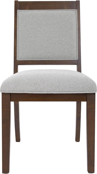 HomePop Open Back Upholstered Wood Frame Dining Chairs, Neutral Textured Solid (Set of 2)