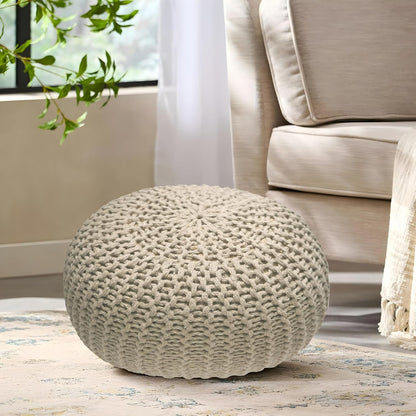 Bedding Craft Pouf,Pouf Ottoman,Pouf Ottoman Foot Rest,Pouf Living Room,Out Door Pouf Ottoman,Hand Knitted Bean Bag Pouf, Chair Foot Rest for Livinghome, 18x18x14_Sage Green