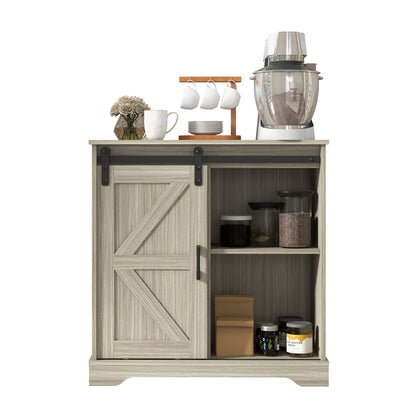 Panana Sliding Barn Door Buffet Sideboard Storage Cabinet Coffee Bar Kitchen Farmhouse Style (Oak)