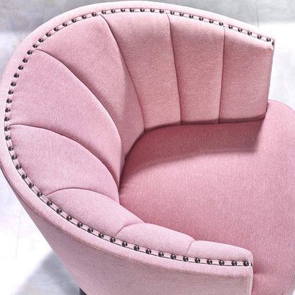 SOPHIE Club Chair [Pink] Upholstered Chair for Living Room - Studded Detailing, Solid Wood Legs | Accent Chairs