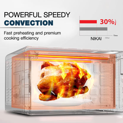 Nikai 700W 20L Microwave Oven, Digital Touch Control, Child Safety-Lock, 11 Power Levels & 6 Auto Menus, Cooking End Singnal, Touch Control Panel, Convenient Pull Hand Door - NMO2010DB