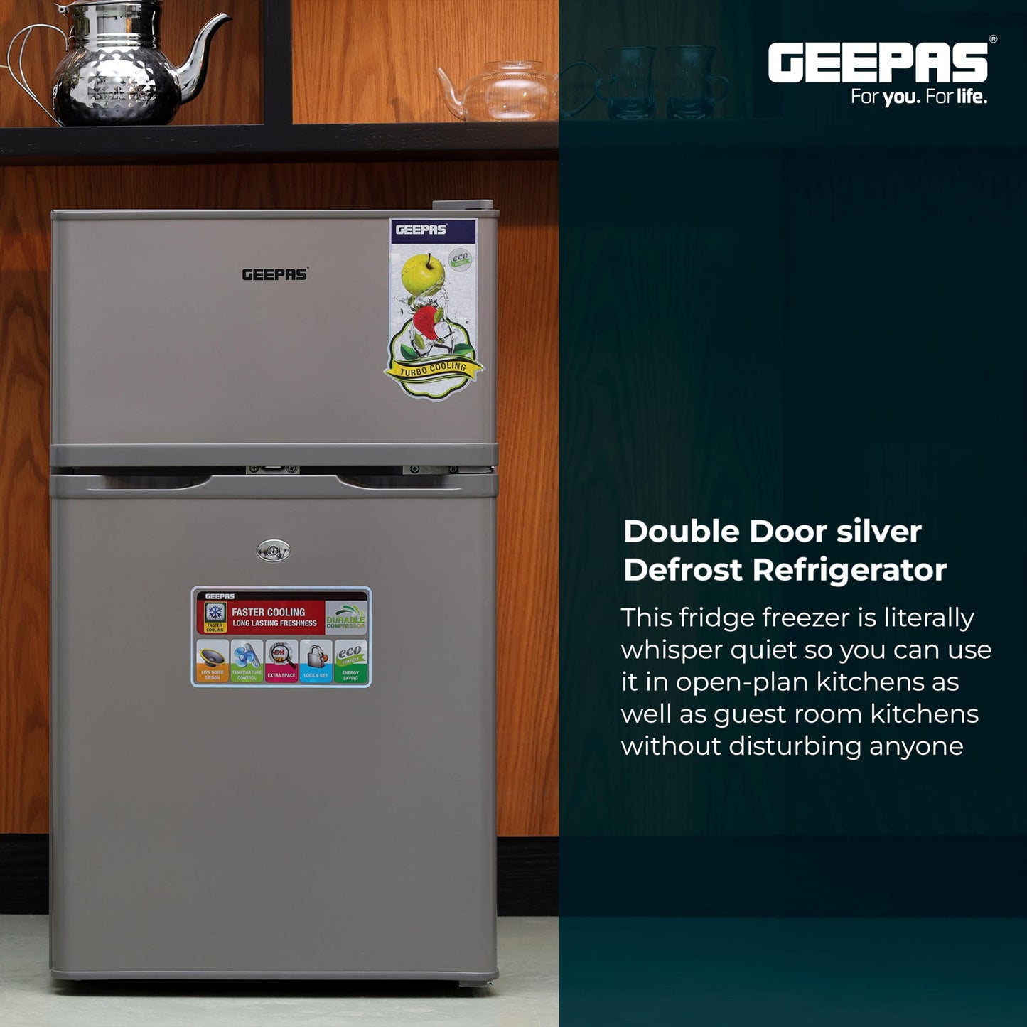 Geepas 125 L Double Door Defrost Refrigerator