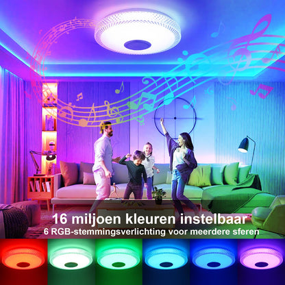 LED Ceiling Light with Remote Control and App, 4000 LM Ceiling Light with Bluetooth Speaker RGB Music Lamp Ceiling Modern Adjustable Colour Changing for Bedroom Living Room Children's Room (B-Square)