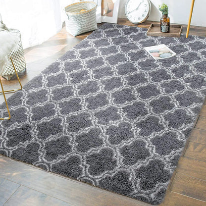 Tinyboy-hbq Area Rugs Shaggy Carpet for Living Room Bedroom Large Fluffy Carpet Modern Non-Slip Mat Multisize Rug Indoor Home Decor (Gray White, 80 x 120 cm)