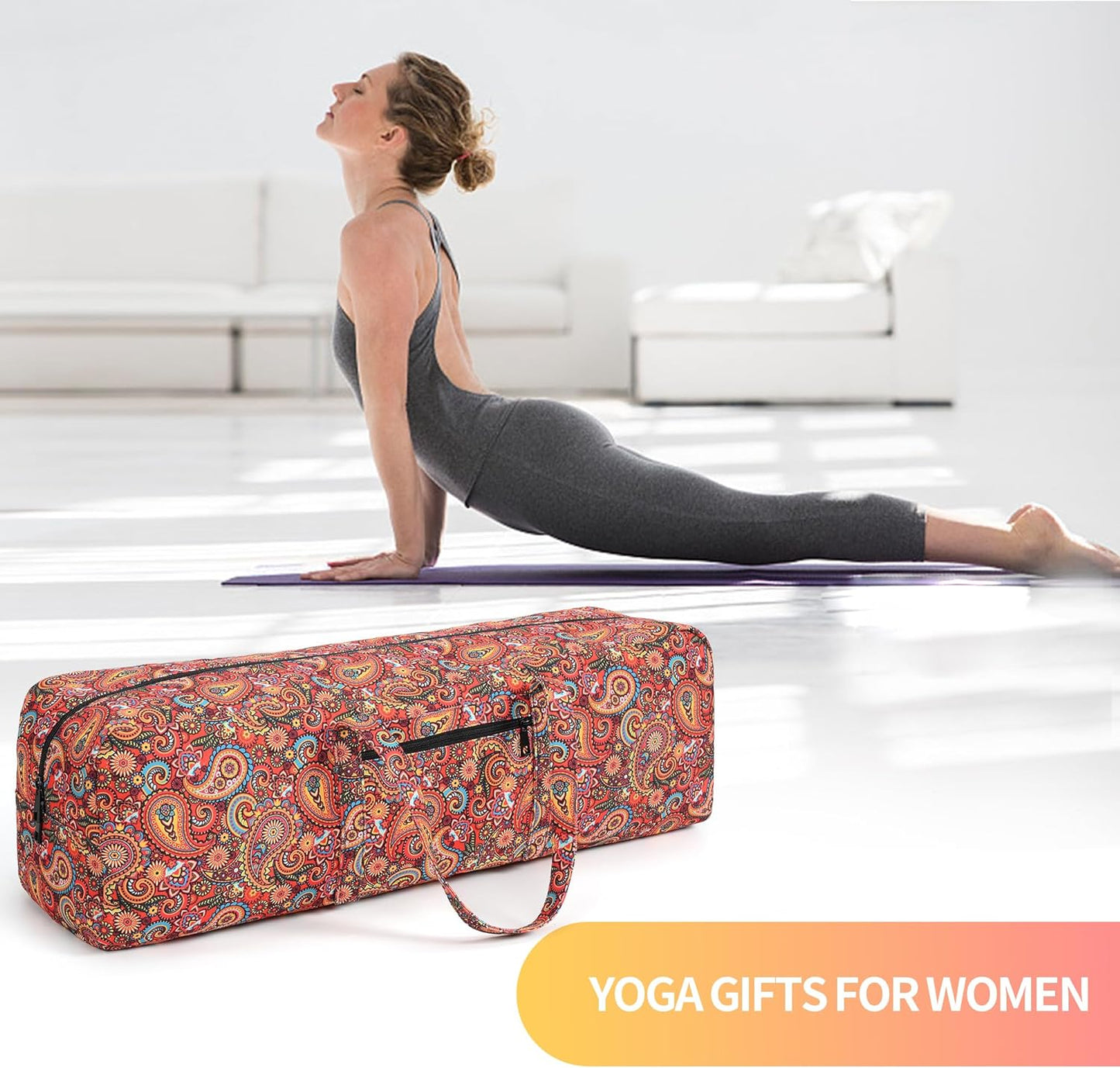 BOULDER BEE | Yoga Mat Bag | Large Yoga Mat Carrier with Wet Pocket | Yoga Gifts | Gym Tote Bag for Women