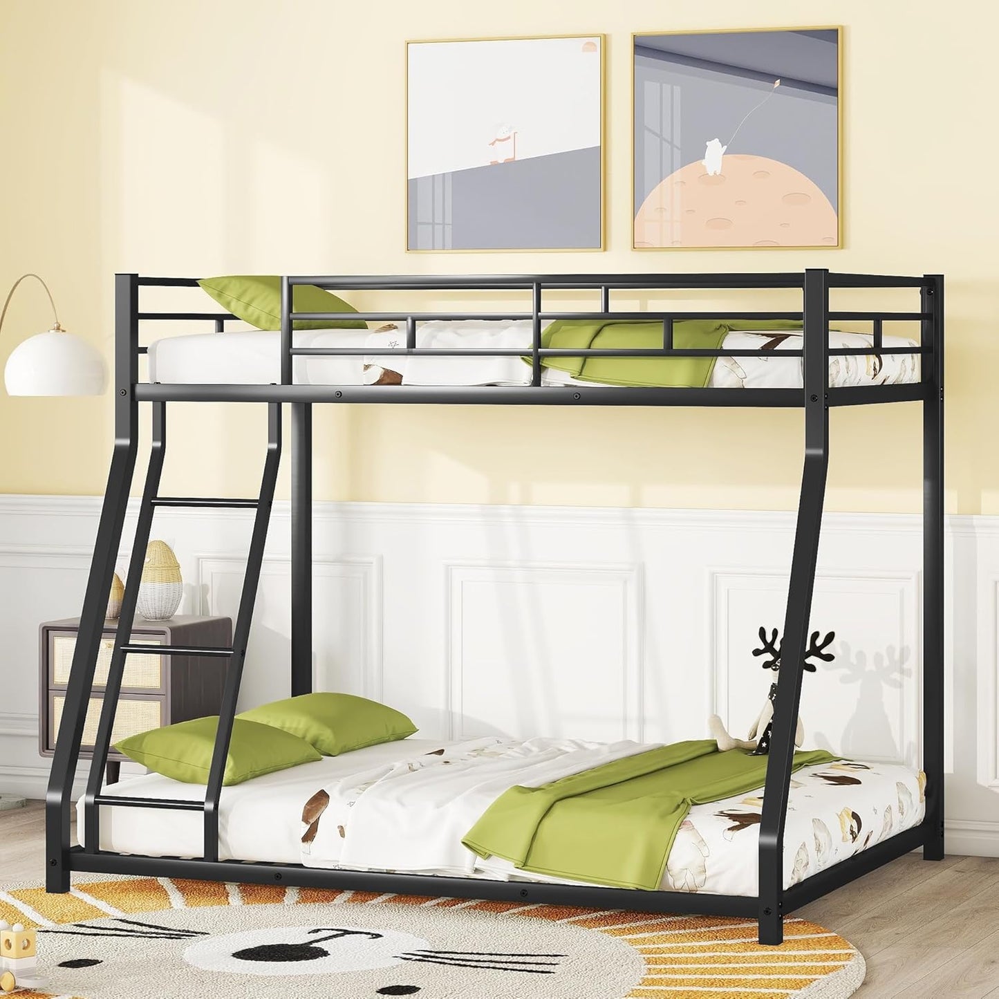 Bellemave Bunk Bed Full Over Queen, Heavy Duty Metal Bunk Bed Frame, Queen bunk Bed for Adults, Adult bunk beds Heavy Duty, Full XL Bunk Bed, Black