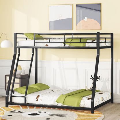 Bellemave Bunk Bed Full Over Queen, Heavy Duty Metal Bunk Bed Frame, Queen bunk Bed for Adults, Adult bunk beds Heavy Duty, Full XL Bunk Bed, Black