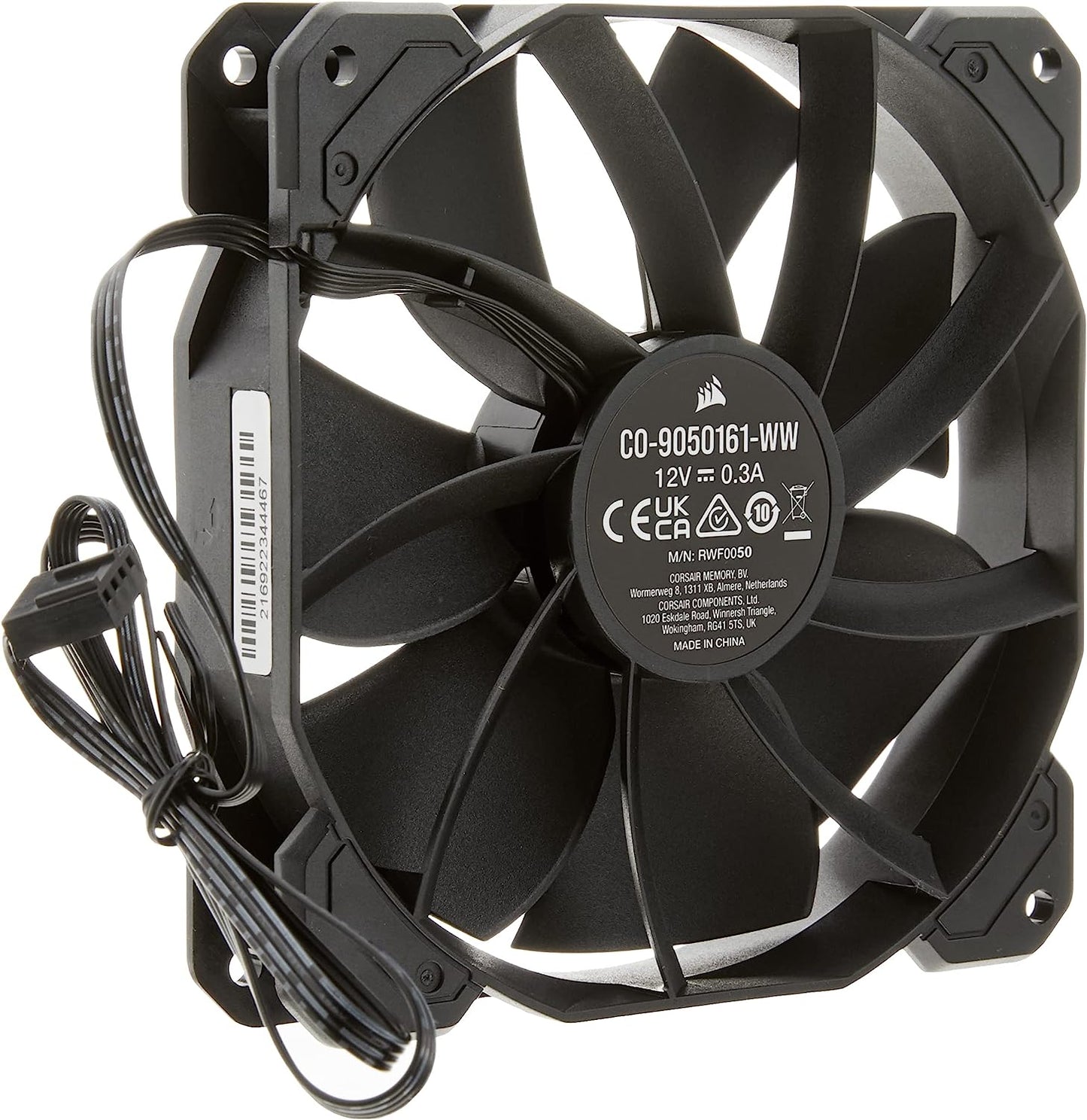 Corsair SP120 Elite, 120mm PWM Hydraulic Bearing Case Fan with CORSAIR AirGuide Technology - Low-Noise, 24.7 dBA, Fan Speeds from 300 RPM - 1,300 RPM, 45.4 CFM, Single Pack - Black