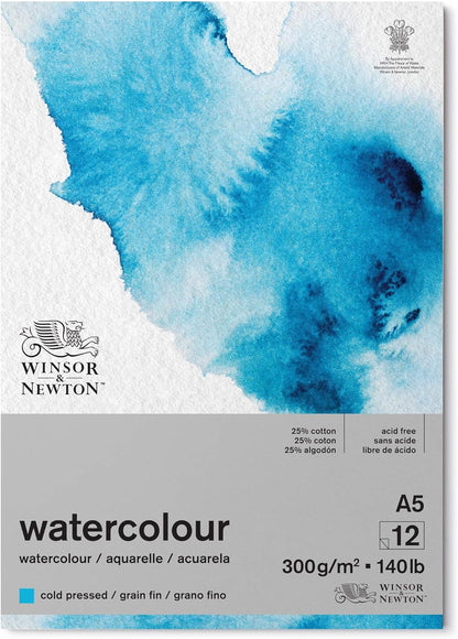 Winsor & Newton Classic Watercolour Paper Spiral Bound - 12 Sheets DIN A3, 300 g/m², Cold-Pressed, Lightly Textured White Paper in Archival Quality, Resistant to Yellowing