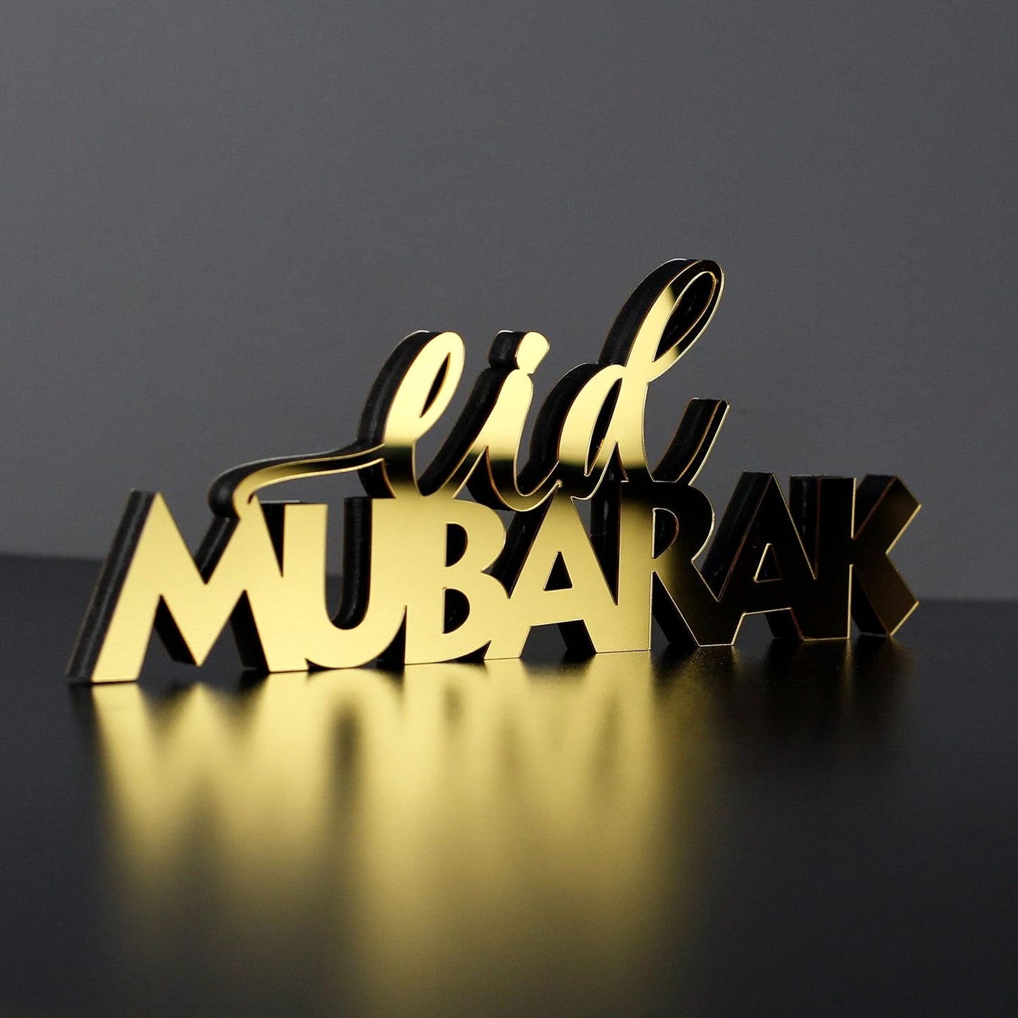 E World | Wooden Acrylic Islamic Tabletop Decors | Ramadan Kareem and Eid Mubarak Decoration | Islamic Muslim Gifts | Ramadan Eid Decoration | (Ramadan Kareem-1, Gold)