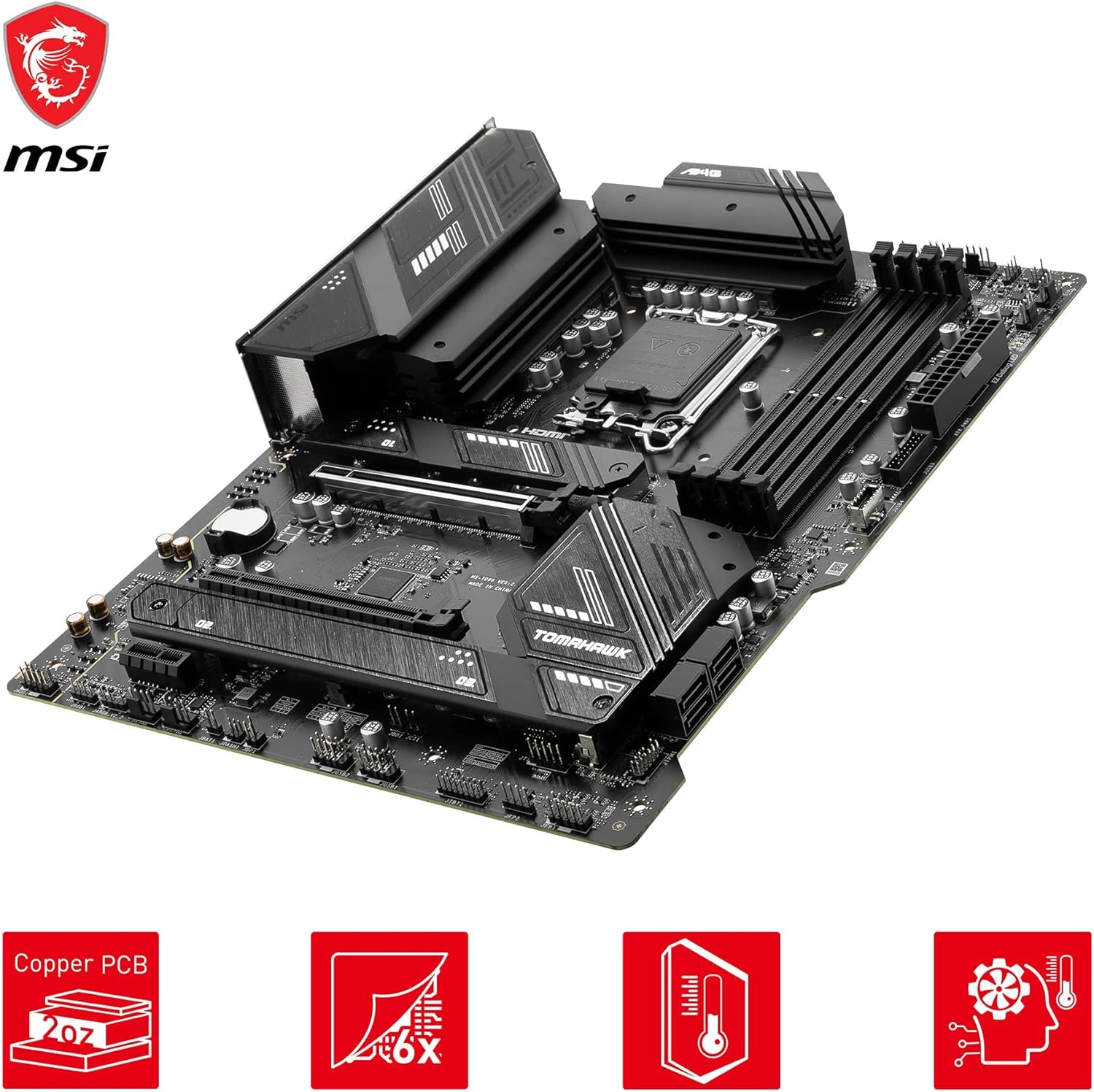 MSI MAG B760 TOMAHAWK WIFI DDR4 LGA1700 ATX Motherboard, Intel B760 Chipset, 4x DDR4, 128GB Max Memory Capacity, Wi-Fi 6E, 2.5Gbps LAN, 2x PCI-E x16, 3x M.2 1x HDMI 1x DP, USB 2.0/3.2 - Black - CaveHubs