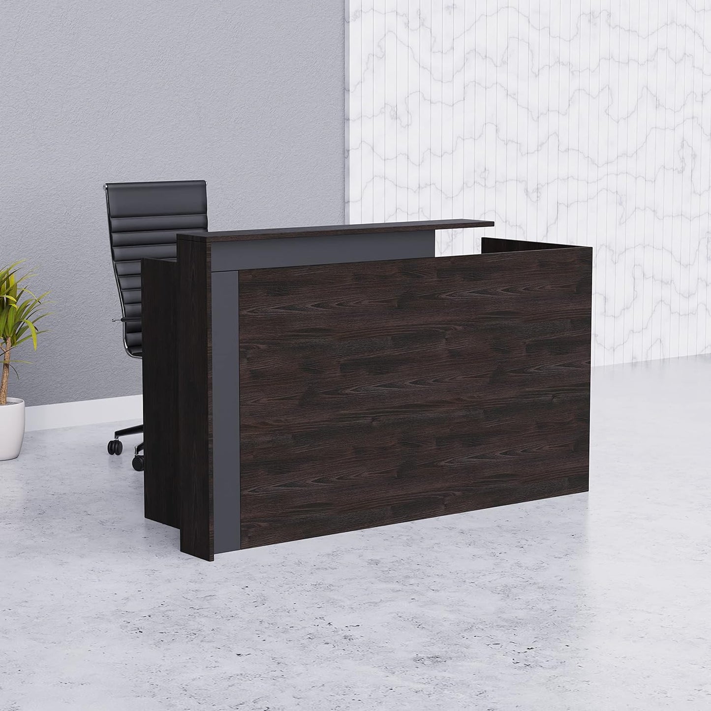 Mahmayi REC-2 Designer Reception Desk For Office Space, Front Office Desk (White-Coco Bolo)