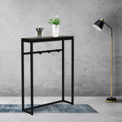 RIGID Console Table | Corner End Table with Stainless Steel Frame and Glass Top for Living Room, Office