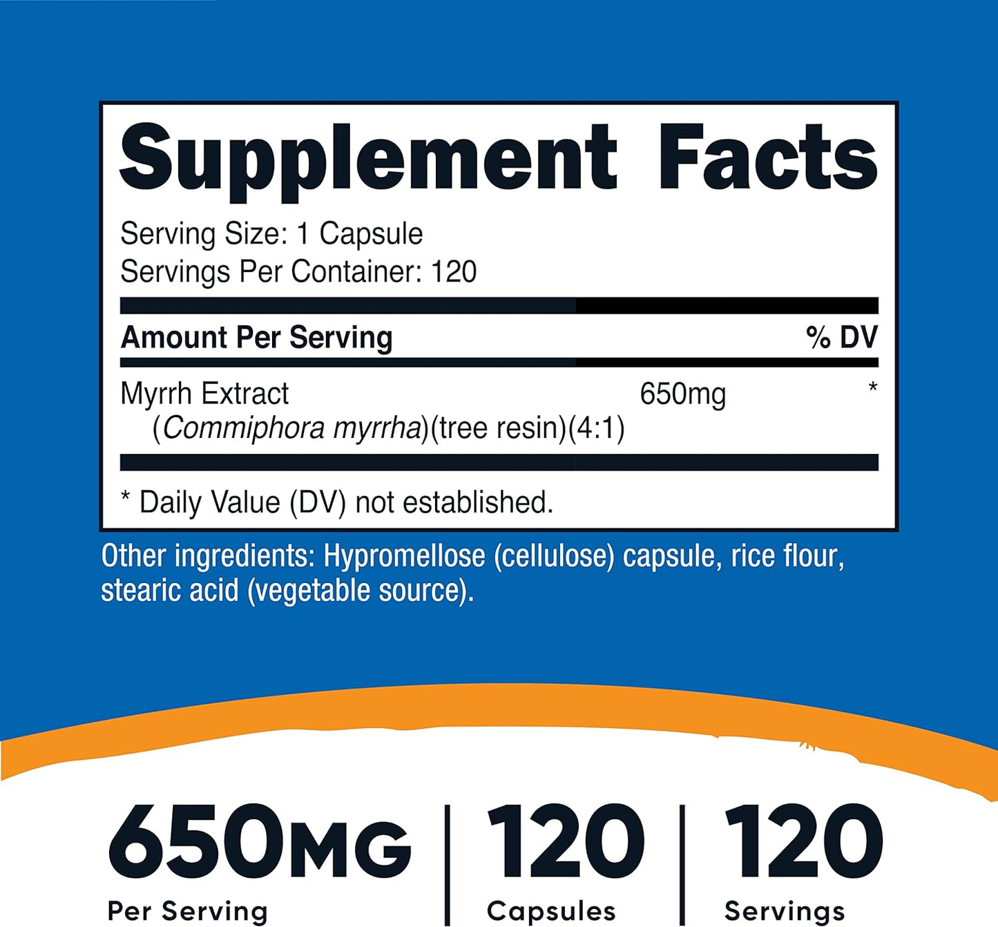 Nutricost Myrrh Exract Capsules 650 MG, 120 Capsules - Gluten Free, Vegetarian, Non-GMO