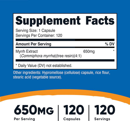 Nutricost Myrrh Exract Capsules 650 MG, 120 Capsules - Gluten Free, Vegetarian, Non-GMO