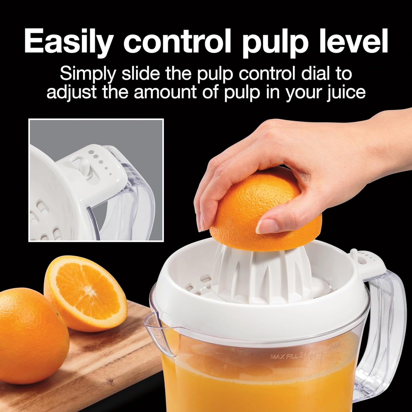 Proctor Silex Electric Citrus Juicer Machine, 34 oz, for Orange, Lemon, Grapefruit Juice, White