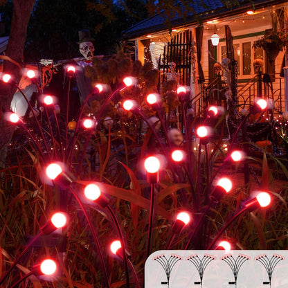 CRILEAL 8LED Solar Powered Firefly Lights,Outdoor Waterproof,Starburst Swaying Solar Lights, Garden Lights for Path Landscape Outdoor Decorative Lights White Warm 4Pack