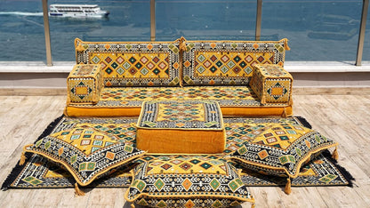 Arabic Floor Seating, Loveseat Sofas, Traditional Floor Pillow, Arabic Majlis, Moroccan Cushion, Ethnic Floor Cushion, Sofa Set (Sofa Only)