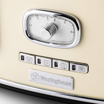 Westinghouse Retro 4-Slice Toaster - Six Adjustable Browning Levels - with Self Centering Function & Crumb Tray - Including Warm Rack for Bread, Bagels, Sandwiches, & Croissants - Red