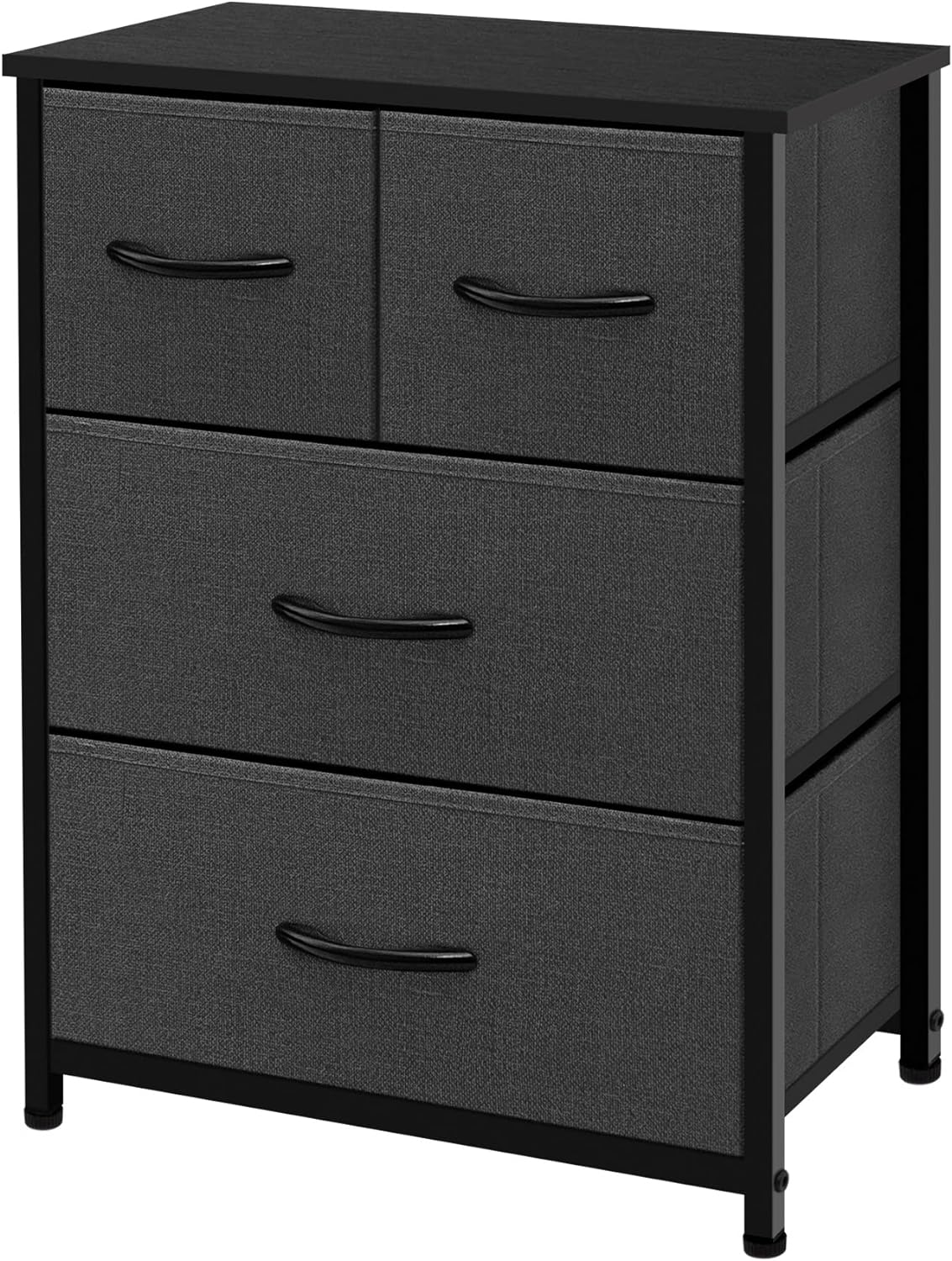 AZL1 Life Concept Dresser Storage Furniture Organizer-Large Standing Chest for Bedroom, Office, Entryway, Living Room and Closet-4 Removable Fabric Drawers, Black and White