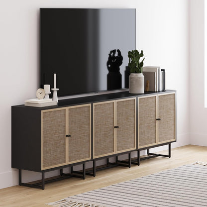 Nathan James Accent Boho Modern Free Standing Buffet Sideboard Hallway, Entryway, Dining Living Room, 1 Storage Cabinet, Beacon - Light Brown