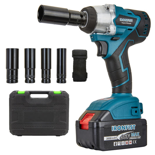 IRONFIST Cordless Impact Wrench, Electric Power Impact Screwdriver with 21V Lithium Battery Brushless Motor with 420Nm Torque