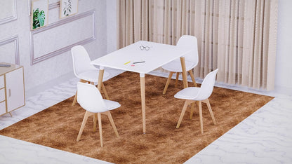 Mahmayi Dining Table with Chair Sets, Simple Modern Design Tables & Chairs for Home Office Bistro Balcony Lawn Breakfast, (DWS-White, Dining Set 4 Seater)