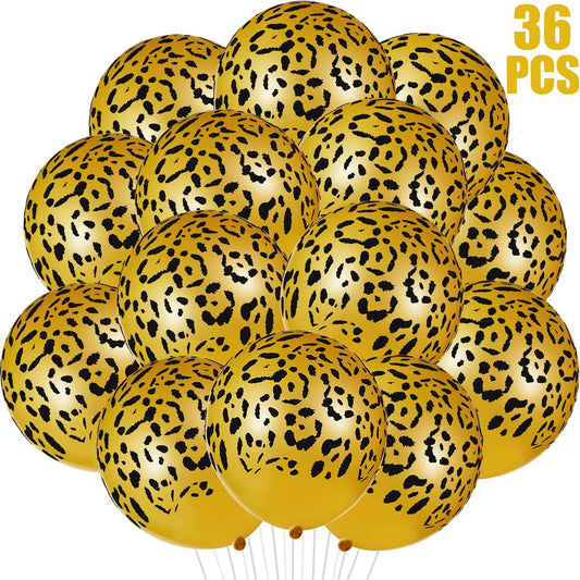 Gejoy 36 Pieces Leopard Balloons Cheetah Balloons Leopard Print Balloons Jungle Animal Balloons Leopard Spots Latex Balloons for Jungle Zoo Animals Party Supplies