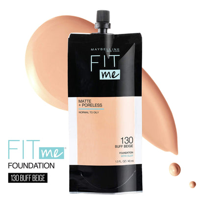 Maybelline Fit Me Matte + Poreless Liquid Oil-Free Foundation Makeup, Soft Tan, 1 Count (Packaging May Vary)