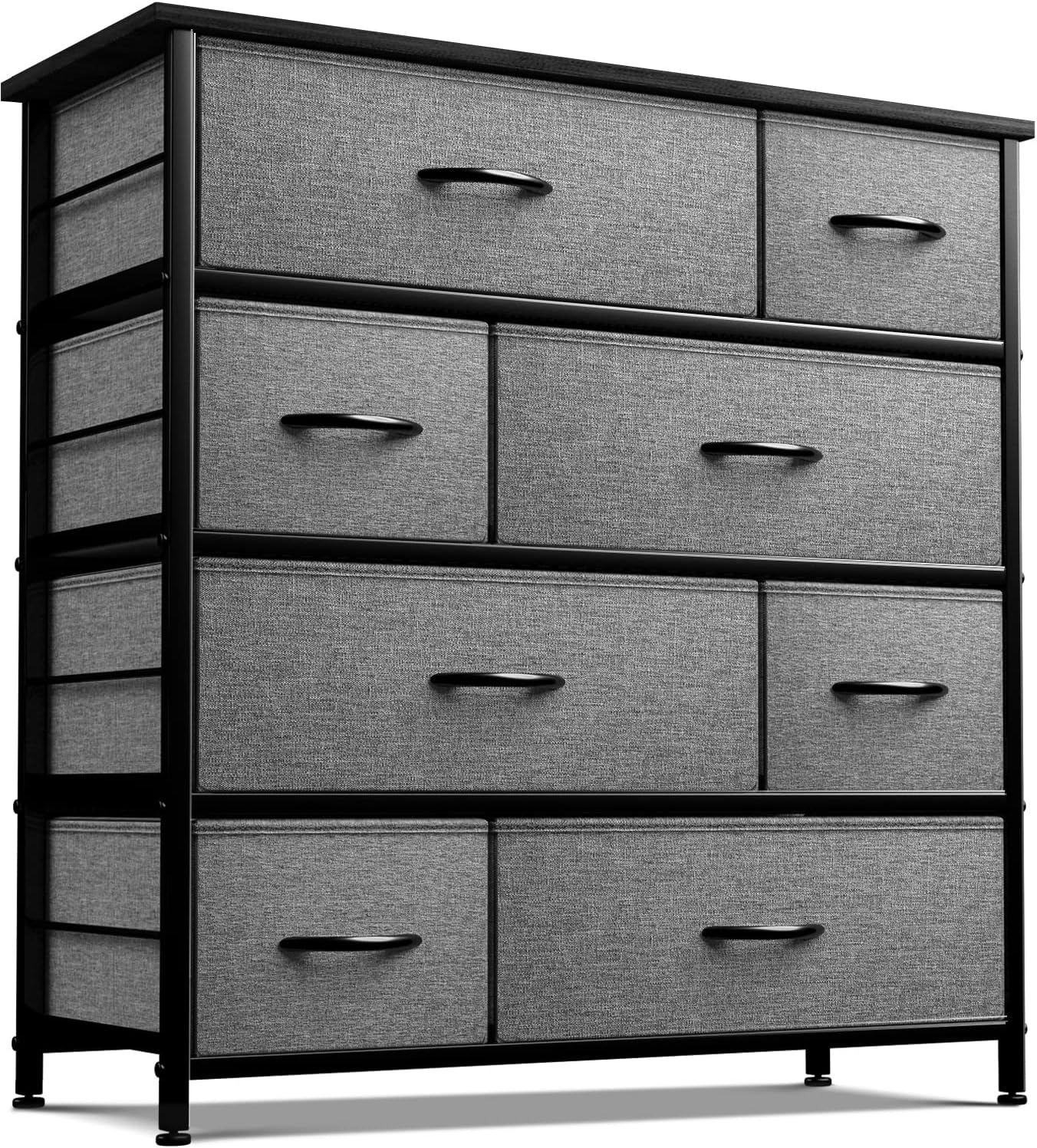 Sorbus Dresser for Bedroom with 8 Drawers - Tall Chest Storage Tower Unit, for Closet, Hallway, Nursery, Entryway Furniture Organization - Steel Frame, Wood Top Easy Pull Bins (Dark Grey)