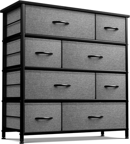 Sorbus Dresser for Bedroom with 8 Drawers - Tall Chest Storage Tower Unit, for Closet, Hallway, Nursery, Entryway Furniture Organization - Steel Frame, Wood Top Easy Pull Bins (Dark Grey)