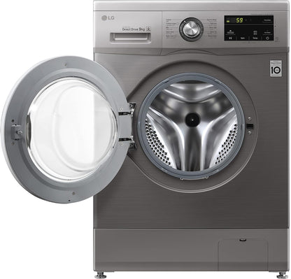 LG 9 Kg Washing Machine, Inverter Direct Drive Motor, 6 Motion, 1400 RPM, Steam Function, Stainless Steel Drum, Platinum Silver Color - F4J3VYG5P