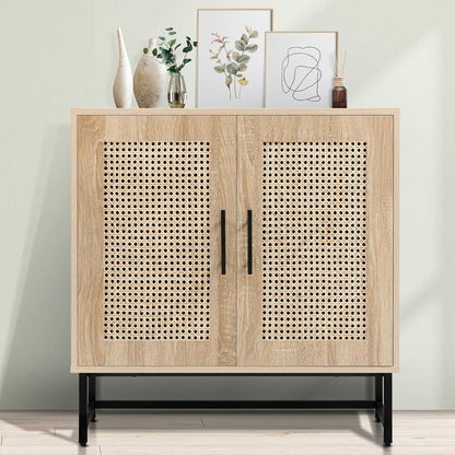 KFO Storage Cabinet with Handmade Natural Rattan Doors, Rattan Cabinet Sideboard Buffet Cabinet, Accent Cabinet for Living Room, Hallway, Dining Room, Entryway…, KF0020