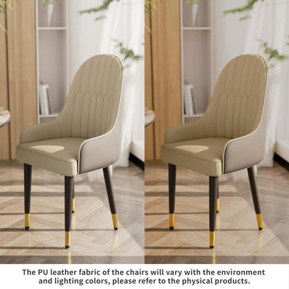 Wisfor Dining Chairs Set of 2: Faux Leather Upholstered Modern Chair with Arched Backrest - Armless Accent Chairs with Metal Legs for Kitchen Living Room Bedroom, Creamy White