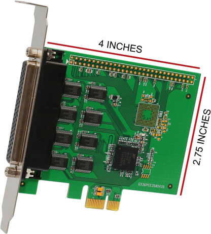 I/O Crest 2 Port Serial COM DB9 RS-232 and 1 Port DB25 Printer Lpt1 Port PCI-E 1.0 X1 Card WCH382 Chipset