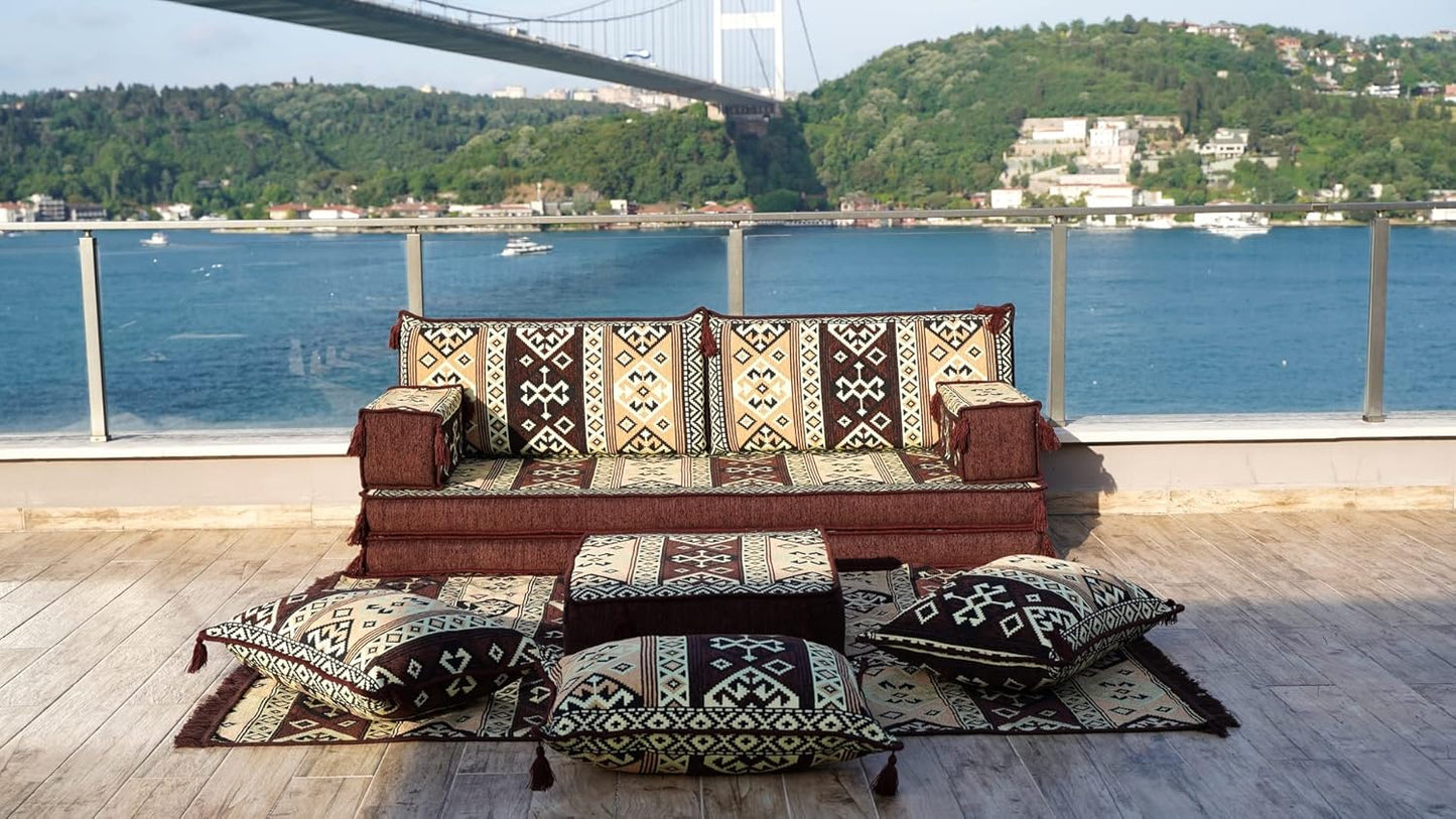 Sofas and Loveseat, Arabic Majlis, Pallet Sofa Sectionals, Turkish Sofa Set, Arabic Sofa Floor Cushions, Floor Pillows, Bench Cushions (Sofa + Rug)