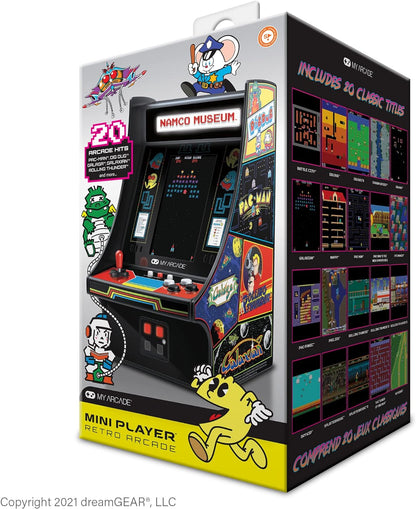 My Arcade Mini Player 10 Inch Arcade Machine: 20 Built In Games, Fully Playable, Pac-Man, Galaga, Mappy and More, 4.25 Inch Color Display, Speakers, Volume Controls, Headphone Jack, Micro USB Powered