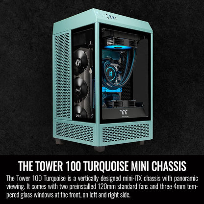 Thermaltake Tower 100 Black Edition Tempered Glass Type-C (Usb 3.1 Gen 2) Mini Tower Computer Chassis Supports Mini-Itx Ca-1R3-00S1Wn-00