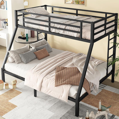 Bellemave Heavy Duty Bunk Bed for Adults, Twin XL Over Queen Bunk Beds with 2 Build in Ladder and Full Length Guardrail, Twin XL Over Queen Bunk Bed for Adults, Teens, Kids, No Box Spring Needed