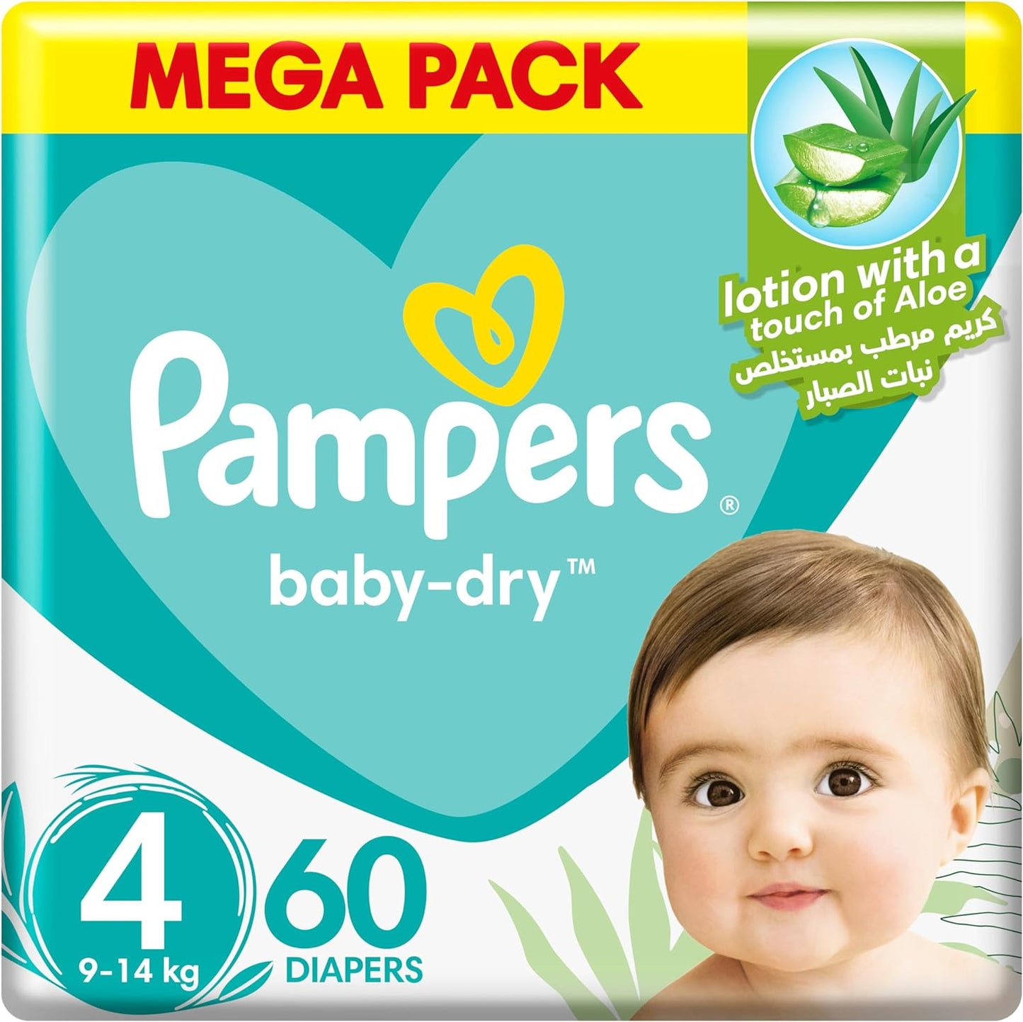 Pampers Baby-Dry Taped Diapers with Aloe Vera Lotion, up to 100% Leakage Protection, Size 4, 9-14kg, 240 Count